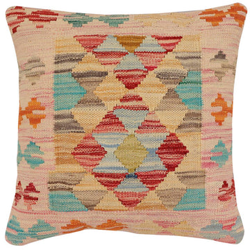 handmade Traditional Pillow Red Blue Hand-Woven SQUARE 100% WOOL Hand woven turkish pillow2' x 2'